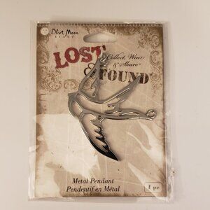 Blue Moon Beads Bird Pendant Lost & Found Statement Metal Cutout Silvertone New